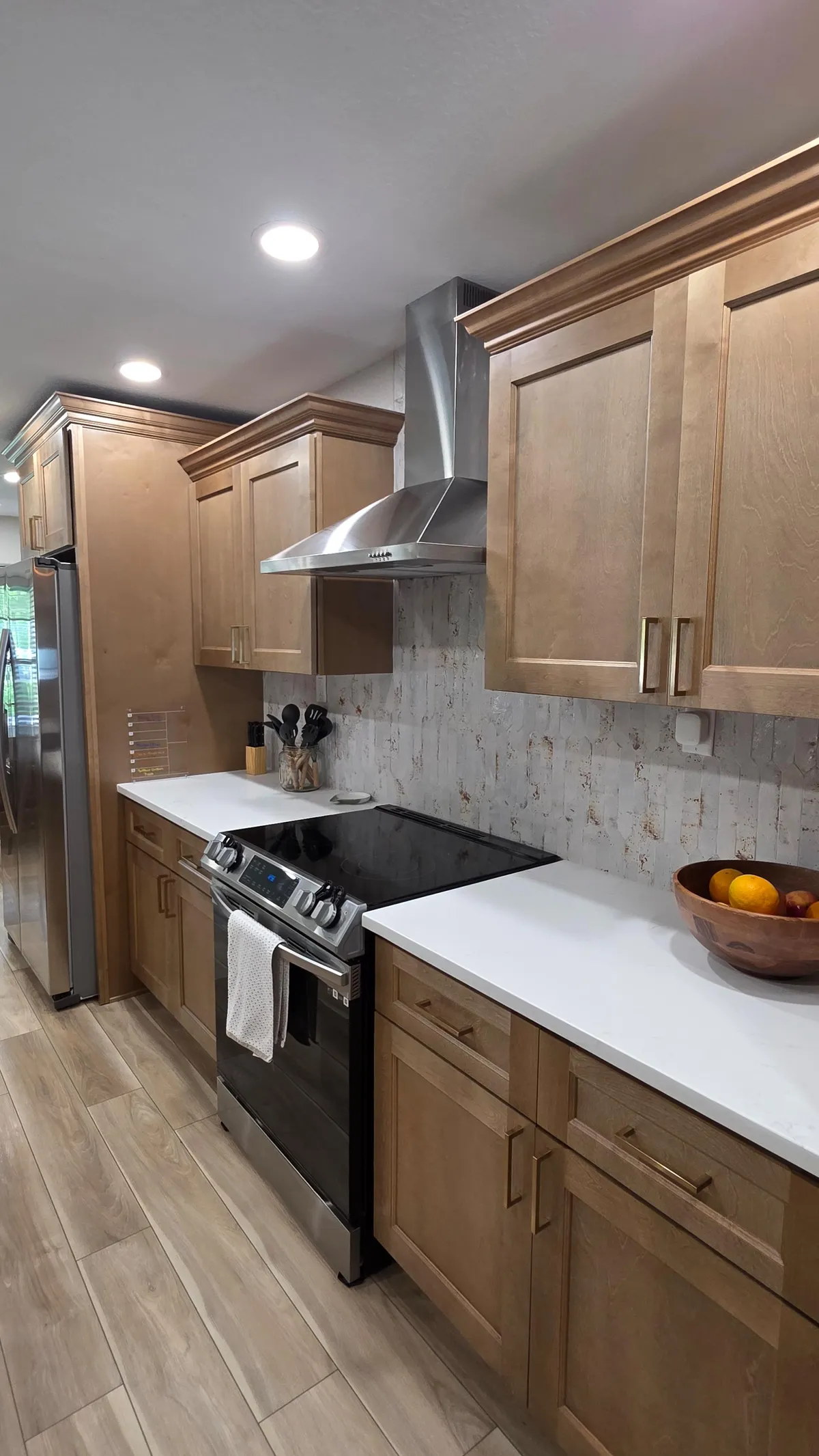 Wood cabinet kitchen after cleaning in Ocala home